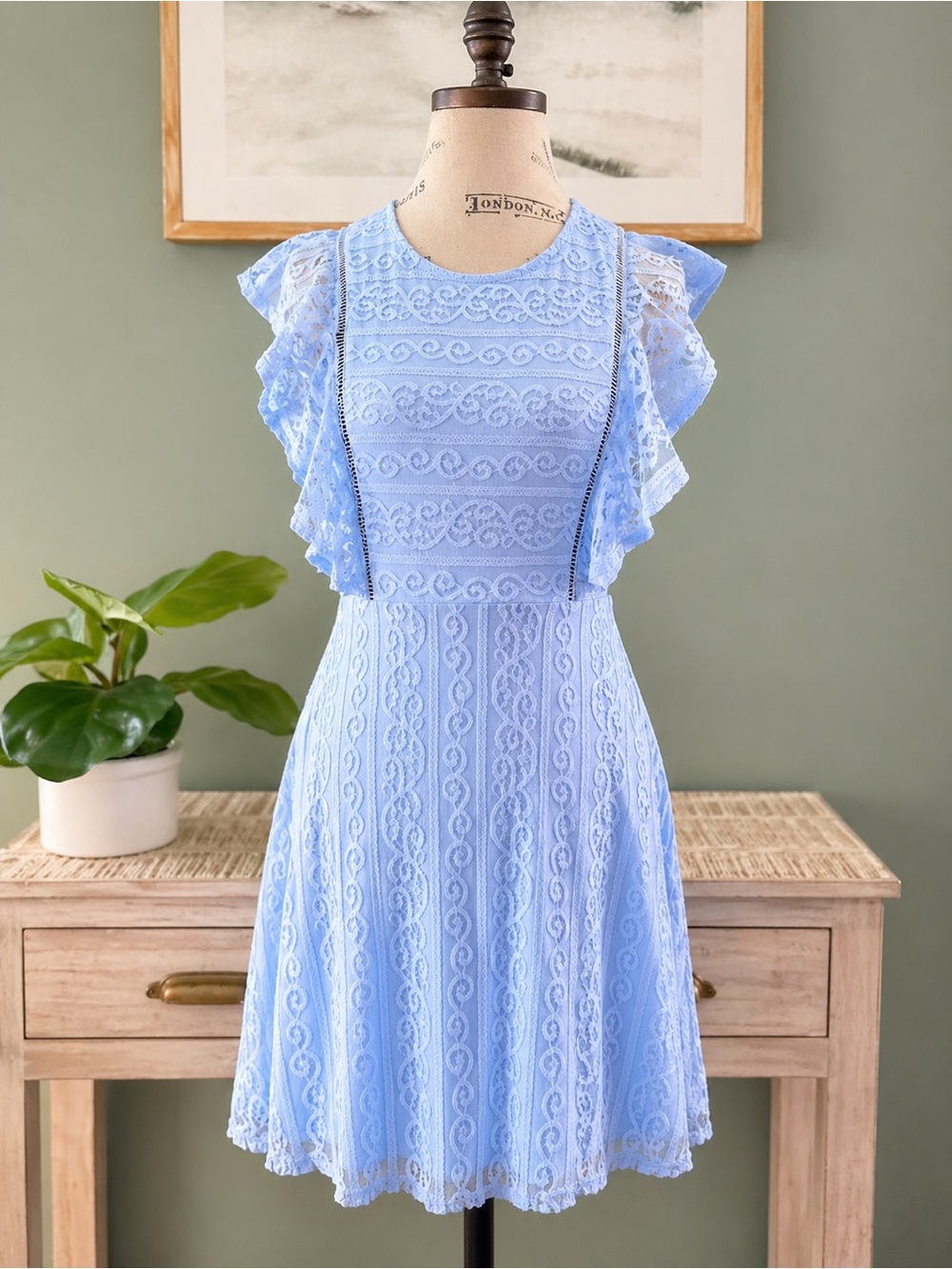 J by J.O.A. Light Blue Lace Dress S